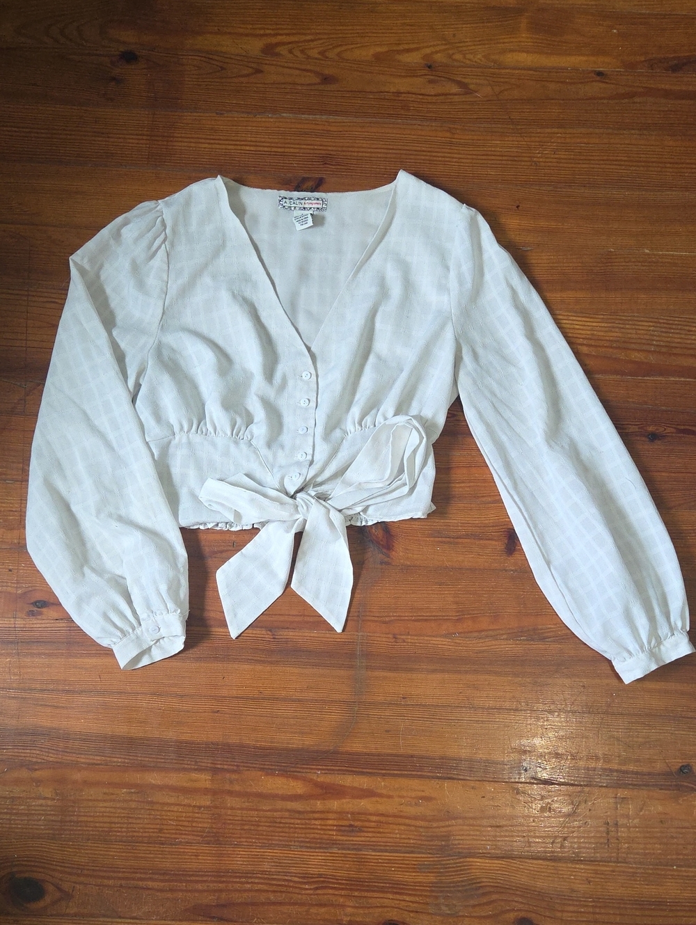 White Cropped Button Up Blouse